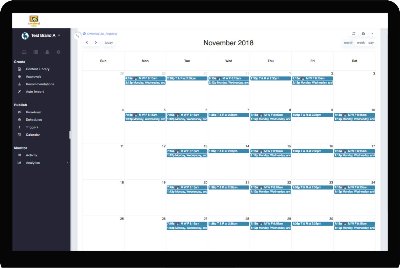 calendar view of software