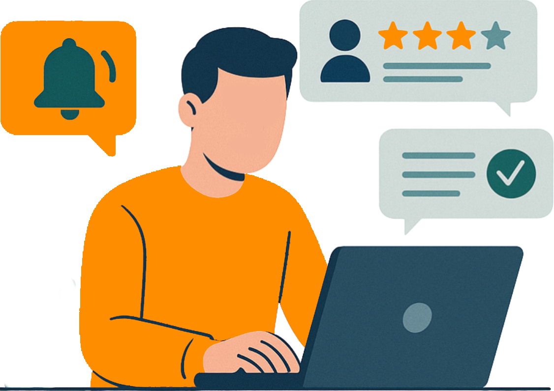 cartoon graphic woman hoisting heart emoji on cell phone