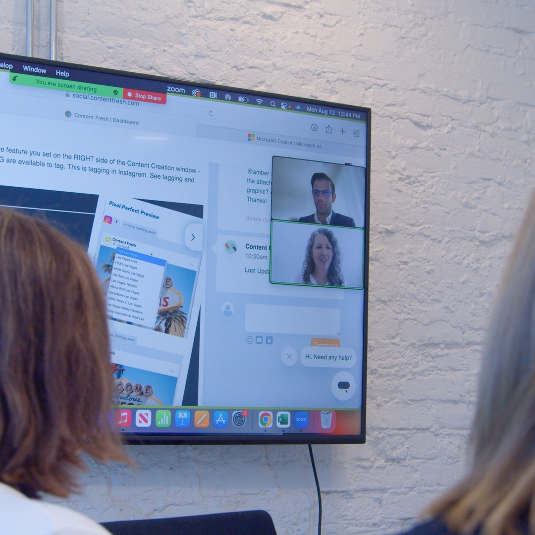 content fresh meeting reviewing social media strategy